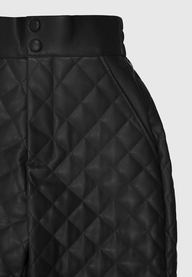 Woman Trousers CARGO PANTS & JOGGERS Vegan Leather Quilted Joggers - Black
