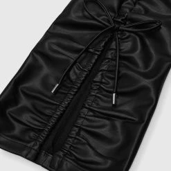 Woman Trousers Vegan Leather Ruched Trousers - Black