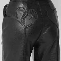 Woman Trousers Vegan Croc Broken Heart Trousers - Black