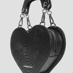 Woman Accessories Vegan Croc Heart Bag - Black