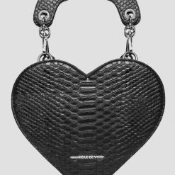 Woman Accessories Vegan Croc Heart Bag - Black
