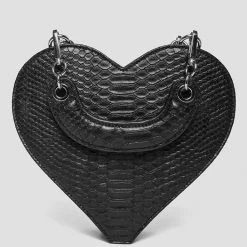 Woman Accessories Vegan Croc Heart Bag - Black
