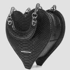 Woman Accessories Vegan Croc Heart Bag - Black
