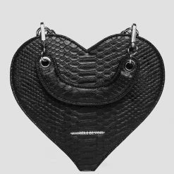 Woman Accessories Vegan Croc Heart Bag - Black