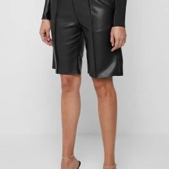 Woman Shorts Vegan Leather City Shorts - Black