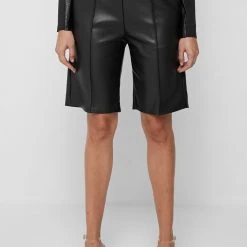 Woman Shorts Vegan Leather City Shorts - Black