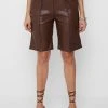Woman Shorts Vegan Leather City Shorts - Chocolate Brown