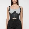 Woman Tops TOPS & T SHIRTS Vegan Leather Corset Crop Top - Grey