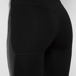 Woman Active Vegan Leather Cycling Shorts - Black