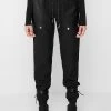 Woman Trousers CARGO PANTS & JOGGERS Vegan Leather Panel Joggers - Black