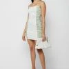 Woman Dresses Vegan Leather Ruched Side Mini Dress - Sage Green