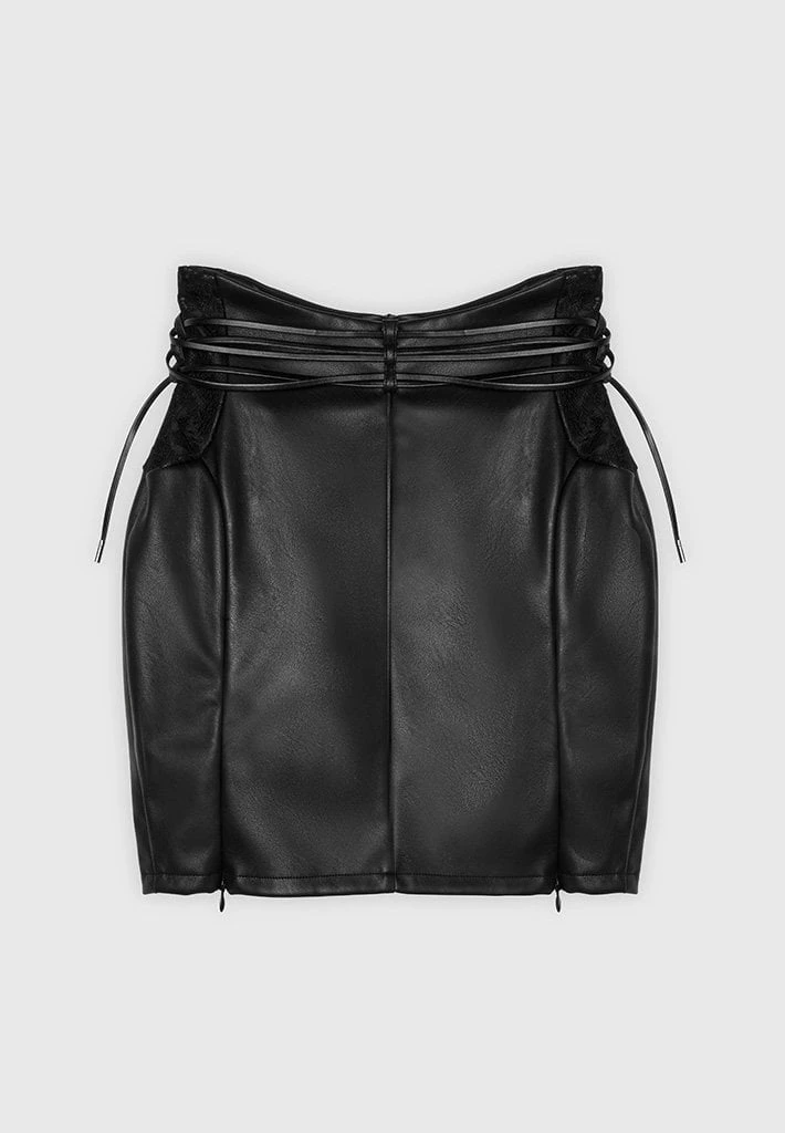 Woman Skirts Vegan Leather Wrap Corset Skirt - Black CO-ORDS