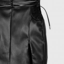 Woman Skirts Vegan Leather Wrap Corset Skirt - Black CO-ORDS