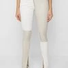 Woman Leggings Vegan Leather & Denim Leggings - Ecru