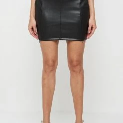Woman Skirts Vegan Leather Wrap Corset Skirt - Black CO-ORDS