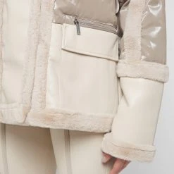 Woman Coats High Shine & Plush Puffer Jacket - Beige OUTERWEAR