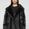 Woman Coats High Shine & Plush Puffer Jacket - Black