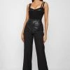 Woman Trousers Vegan Leather & Woven Trousers - Black