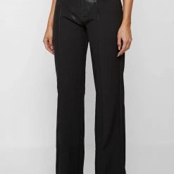 Woman Trousers Vegan Leather & Woven Trousers - Black