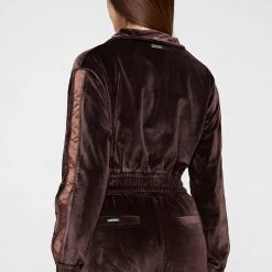 Woman Tracksuits Velour & Nylon Jacket - Brown CO-ORDS