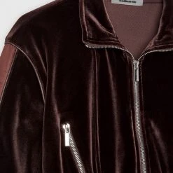 Woman Tracksuits Velour & Nylon Jacket - Brown CO-ORDS