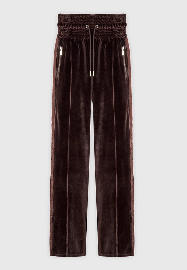 Woman Tracksuits Velour & Nylon Trousers - Brown CO-ORDS