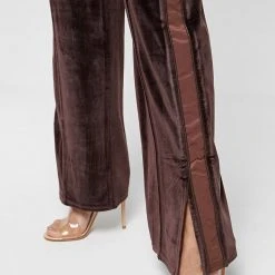 Woman Tracksuits Velour & Nylon Trousers - Brown CO-ORDS