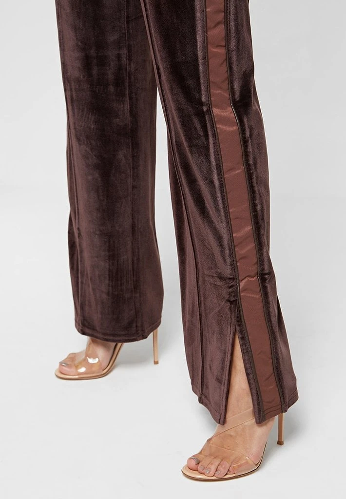 Woman Tracksuits Velour & Nylon Trousers - Brown CO-ORDS