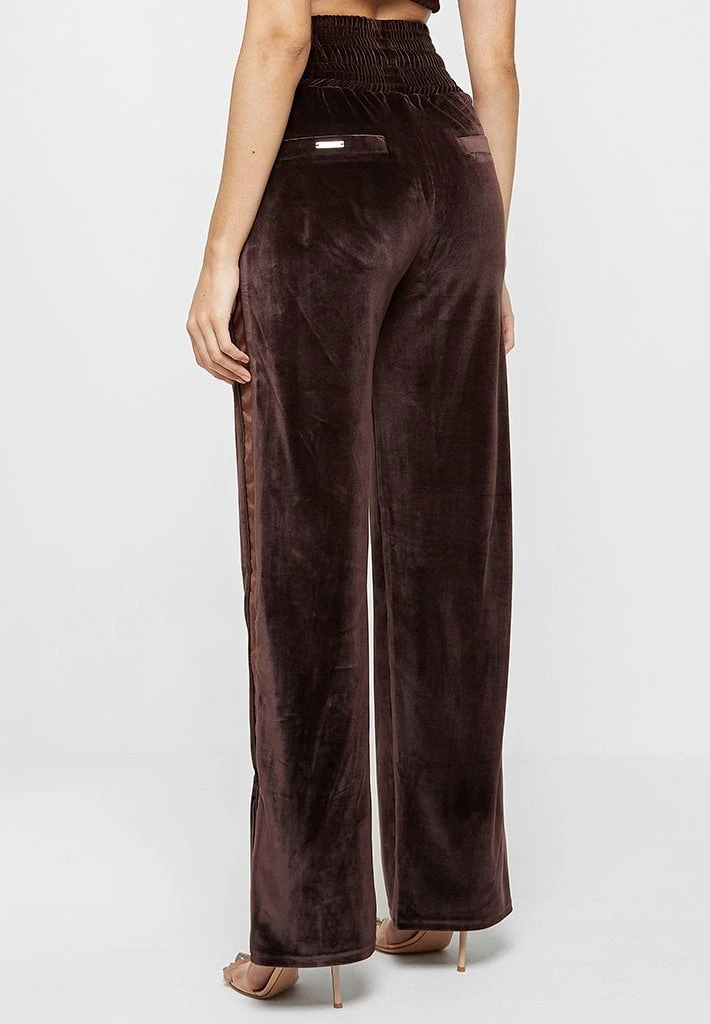 Woman Tracksuits Velour & Nylon Trousers - Brown CO-ORDS
