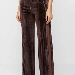 Woman Tracksuits Velour & Nylon Trousers - Brown CO-ORDS