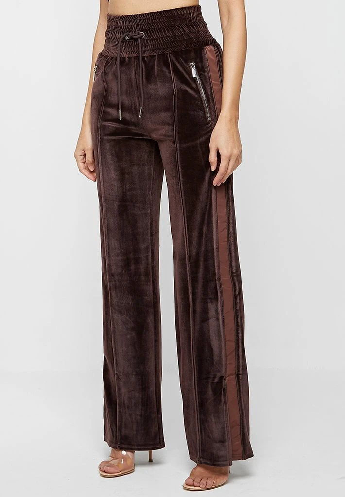 Woman Tracksuits Velour & Nylon Trousers - Brown CO-ORDS