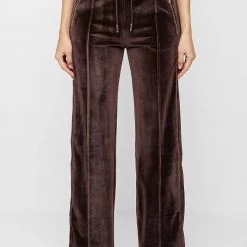 Woman Tracksuits Velour & Nylon Trousers - Brown CO-ORDS