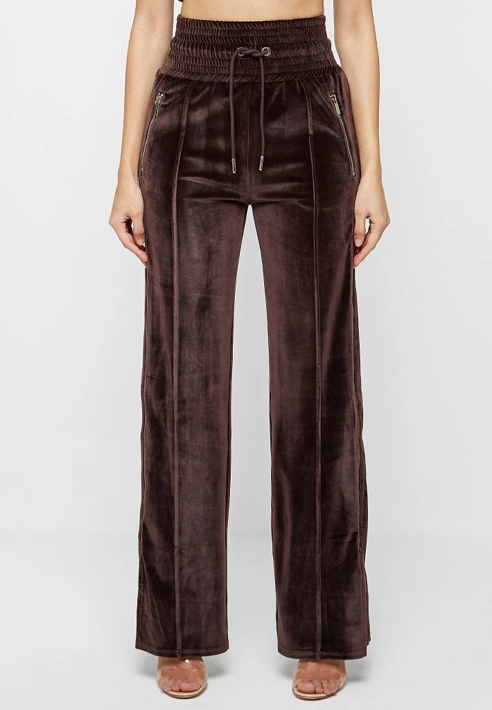 Woman Tracksuits Velour & Nylon Trousers - Brown CO-ORDS