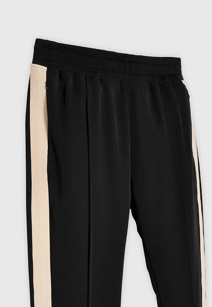 Man Tracksuit Bottoms Viscose Track Pants With Stripe - Black / Off White