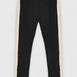 Man Tracksuit Bottoms Viscose Track Pants With Stripe - Black / Off White