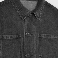 Man Jackets Washed Denim Coach Jacket - Dark Grey CO-ORDS