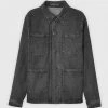 Man Jackets Washed Denim Coach Jacket - Dark Grey CO-ORDS