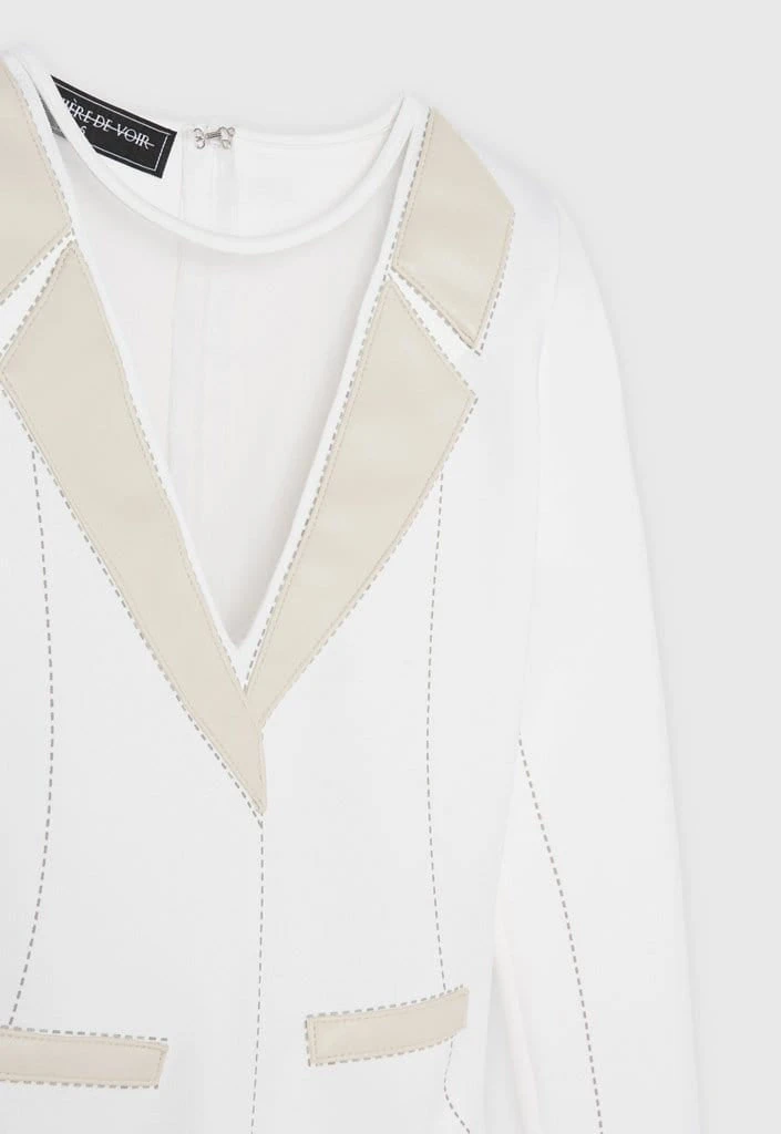 Woman Tops Mesh Blazer Bodysuit - White