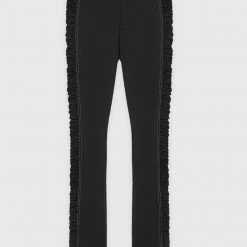 Woman Leggings Ruched Side Flared Leggings - Black