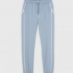 Woman Tracksuits Mesh Waist Banded Joggers - Steel Blue