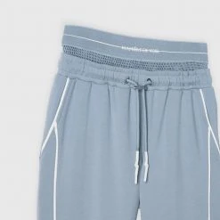 Woman Tracksuits Mesh Waist Banded Joggers - Steel Blue