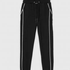 Woman Tracksuits Mesh Waist Banded Joggers - Black