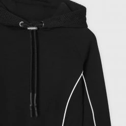 Woman Tracksuits Mesh Hood Banded Hoodie - Black