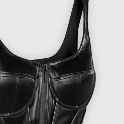 Woman Tops TOPS & T SHIRTS Vegan Leather Corset Top - Black