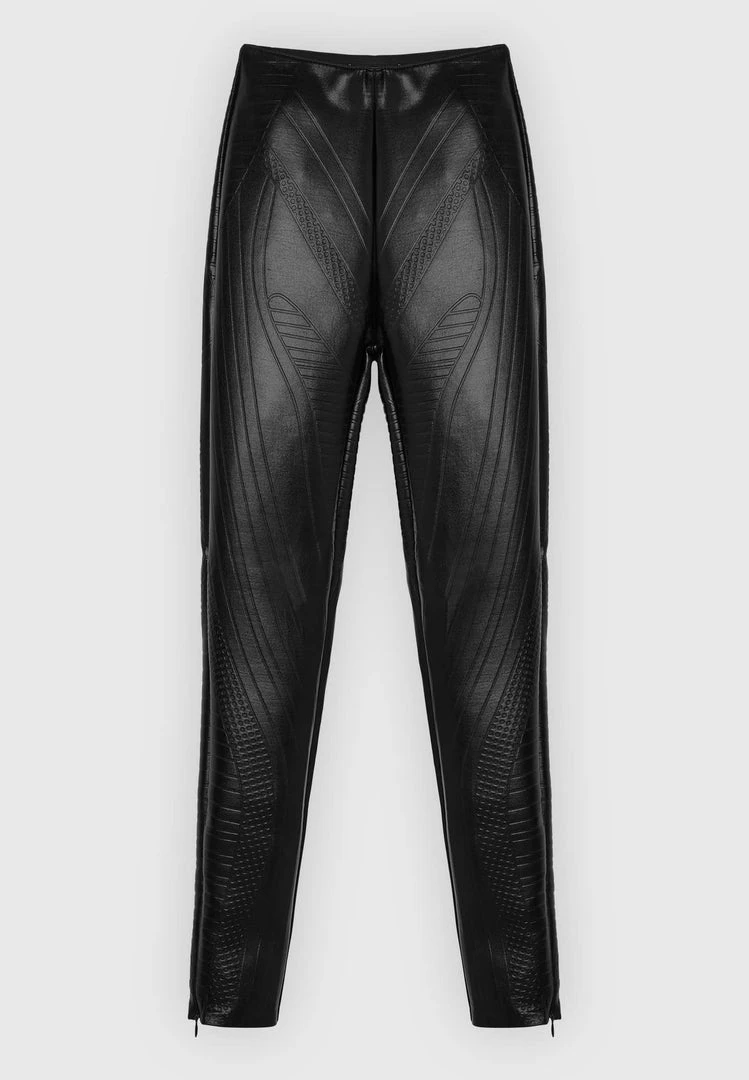 Woman Leggings Debossed Contour Leggings - Black