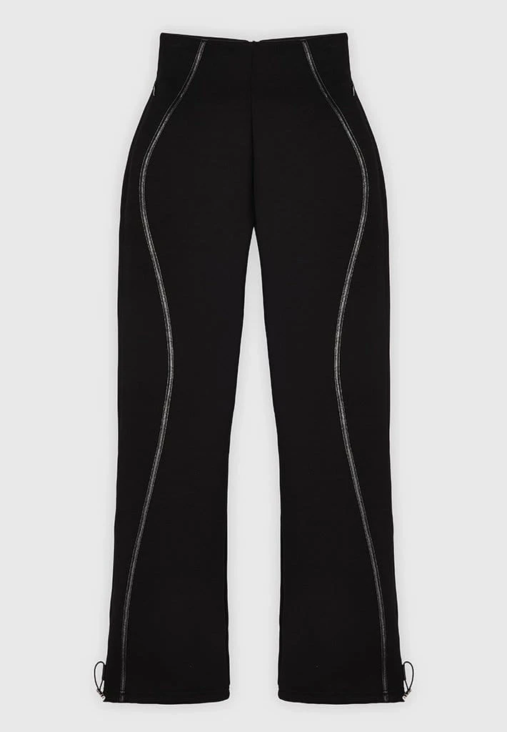 Woman Tracksuits Contour Piping Joggers - Black