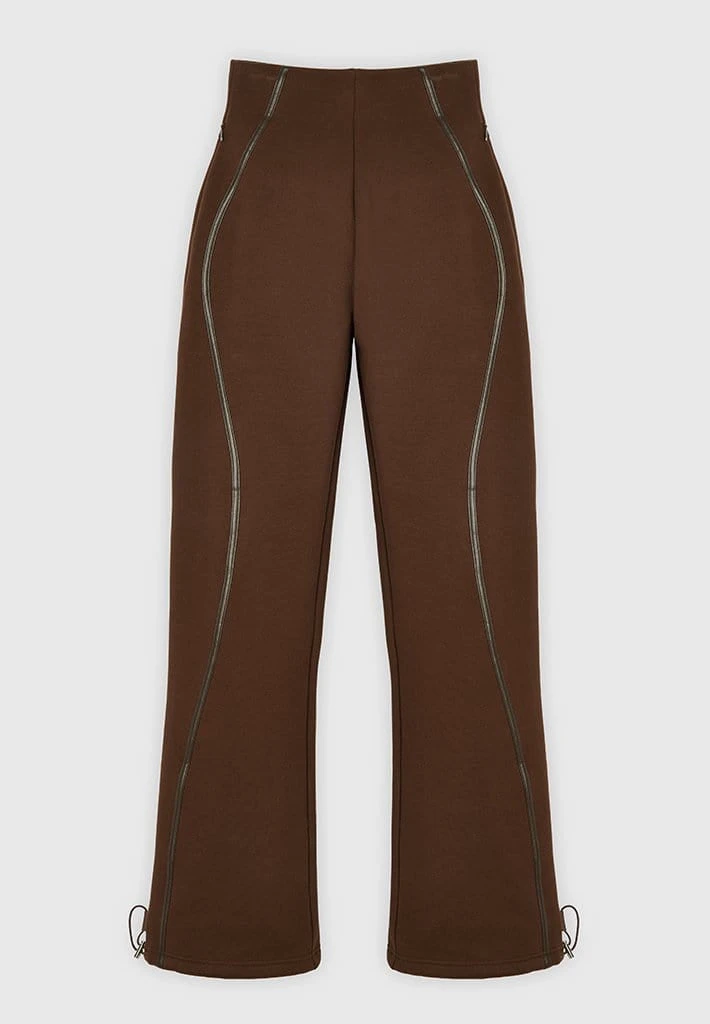 Woman Tracksuits Contour Piping Joggers - Chocolate Brown