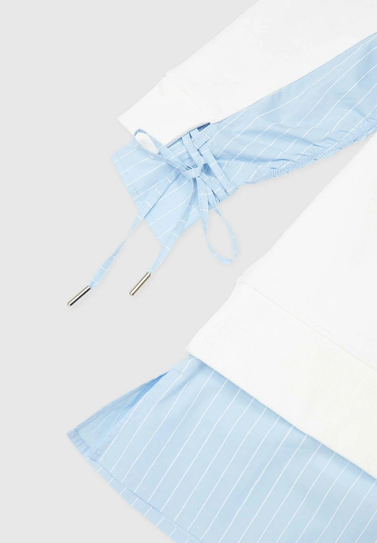 Woman Dresses Jumper Dress With Pinstripe Shirt - White