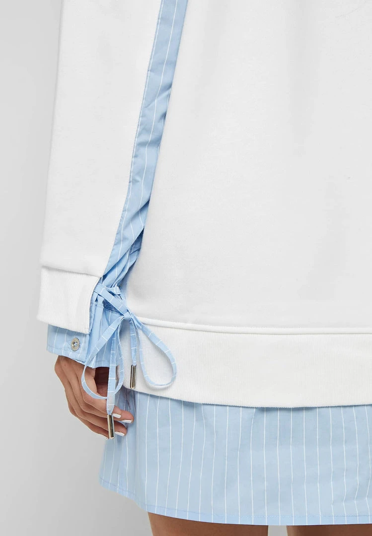 Woman Dresses Jumper Dress With Pinstripe Shirt - White