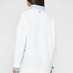 Woman Dresses Jumper Dress With Pinstripe Shirt - White